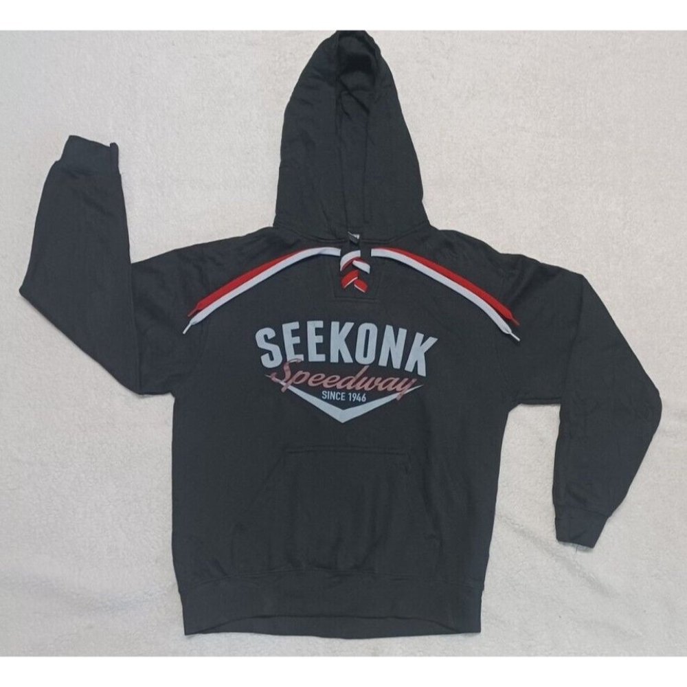Pennant Sportswear Black Seekonk Speedway Graphic Pullover Lace Up Hoodie Sz S